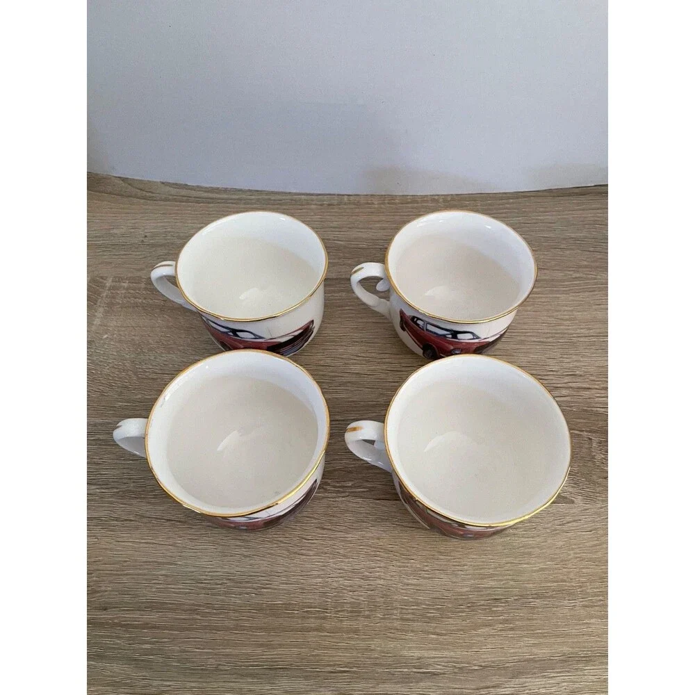 Set of 4 Ceramic 1965 Raam Ford Mustang GT Teacups Designed by Simon Pithie